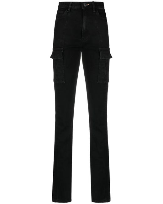3x1 Black Cargo-Pockets Straight-Leg Jeans