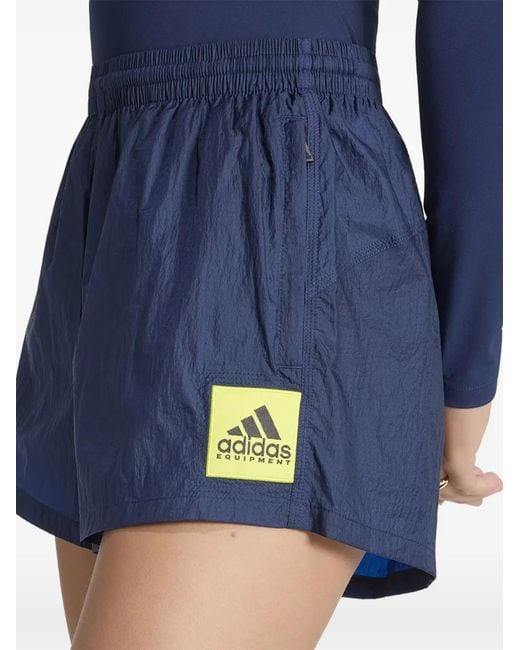 Adidas Blue Equipment Logo-Patch Shorts