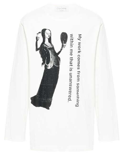 Yohji Yamamoto White Graphic-print Cotton T-shirt for men