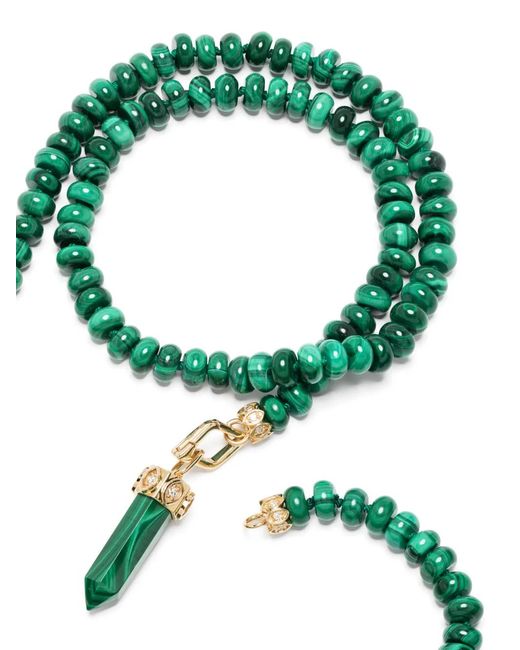 Sydney Evan Blue 14Kt Eye Malachite Beaded Necklace for men