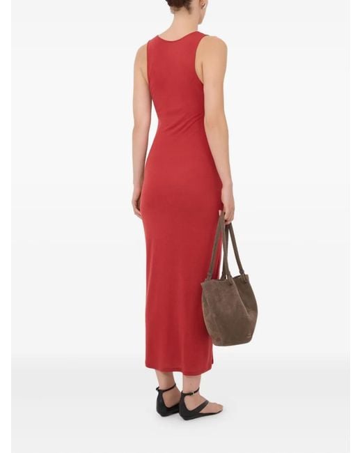 Loulou de Saison Red Myron Lds Shoulder-Straps Midi Dress