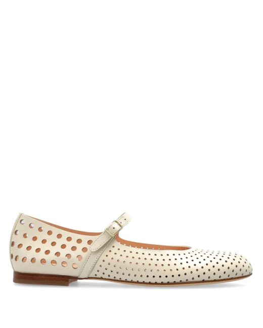 Agl Attilio Giusti Leombruni Natural Perforated-Design Ballet Flats