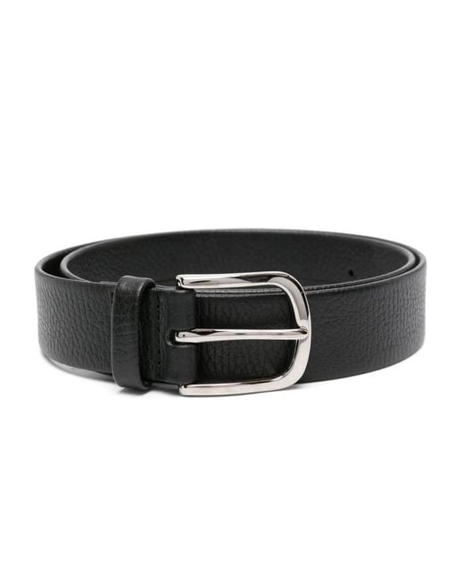 Orciani Black Dollaro Leather Belt for men