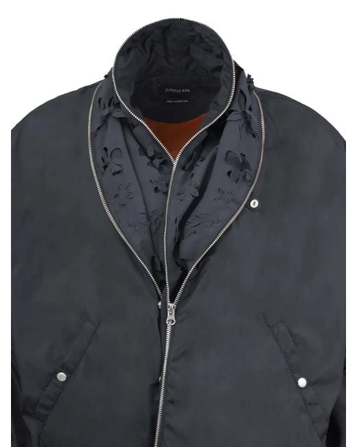 JUNTAE KIM Gray Laser-Slashed Bomber Jacket for men