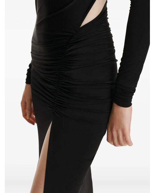 2310 STUDIO Black Draped Split Maxi Dress