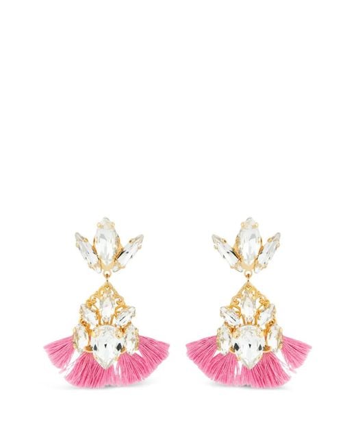Anton Heunis Pink Crystal-Embellished Tassel Earrings