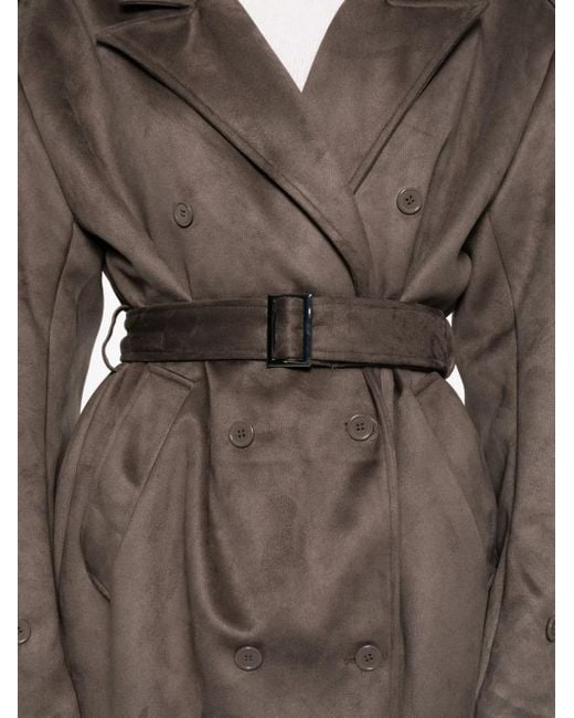 Frankie Shop Brown Pembroke Belted Double-Breasted Trench Coat