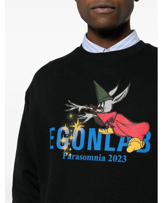 Egonlab Black Logo-Print Cotton Sweatshirt for men