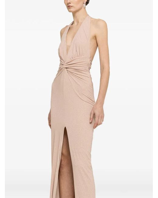 Nissa Natural Robe Longue Pailletée À Dos Ouvert