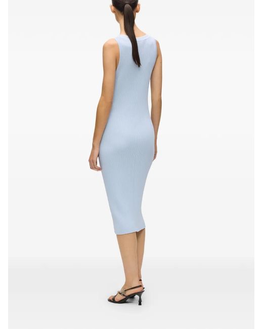Karl Lagerfeld Blue Midi Logo-Detail Dress