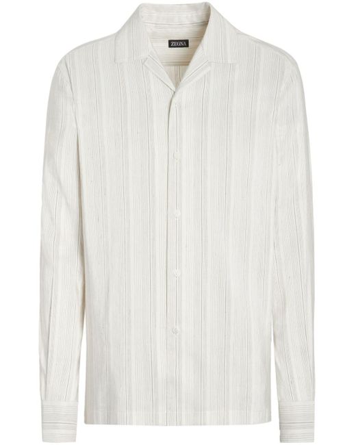 Zegna White Striped Long-sleeve Shirt for men