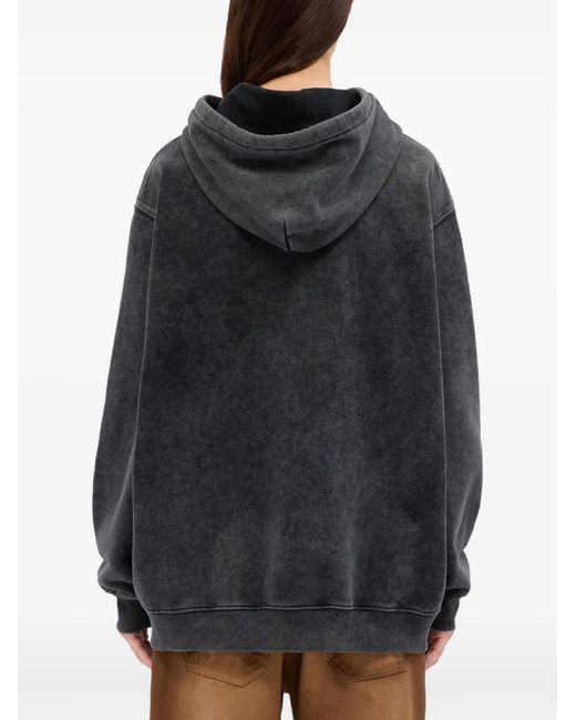 MSGM Black Graphic-Print Hoodie