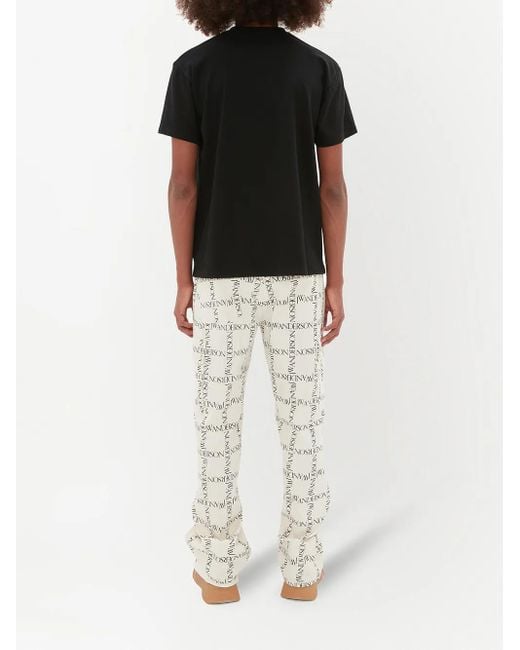 J.W. Anderson Natural Logo-Print Straight-Leg Trousers for men