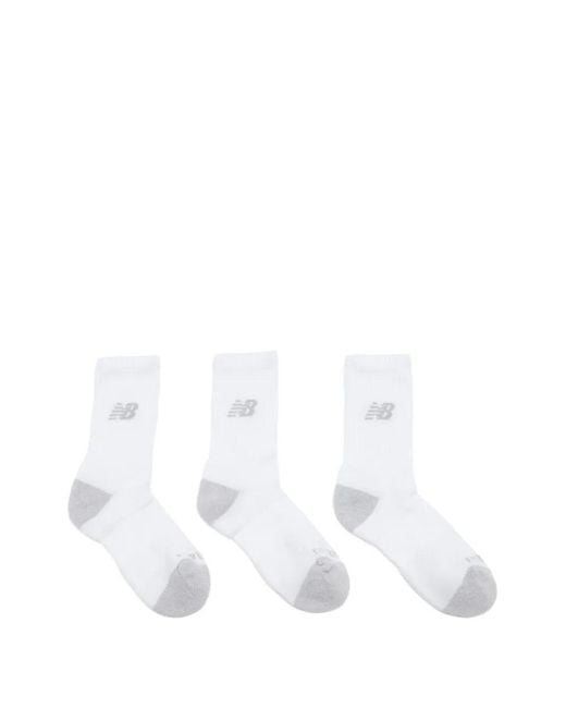 New Balance White Logo-Detail Socks (Pack Of Three)