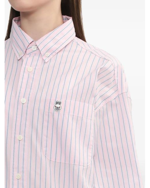 AAPE BY A BATHING AP Pink Baby Doppy Striped Cotton Shirt