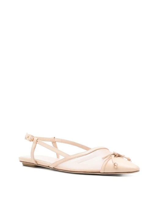 Stuart Weitzman Natural Mesh-Panel Ballet Flats