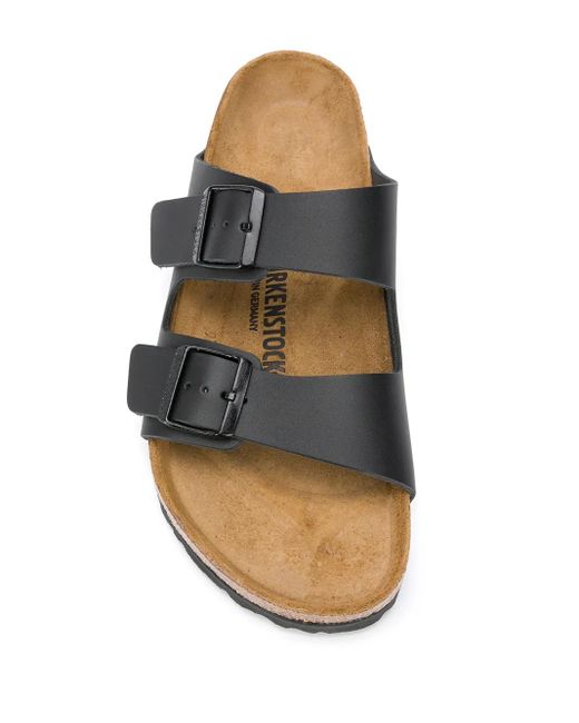 Birkenstock Black Arizona Two-strap Leather Slides for men