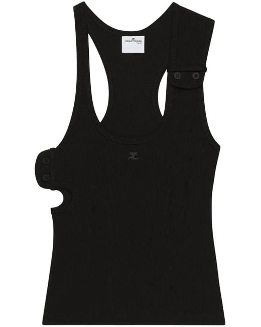 Courreges Black Fitted Ribbed Tank Top