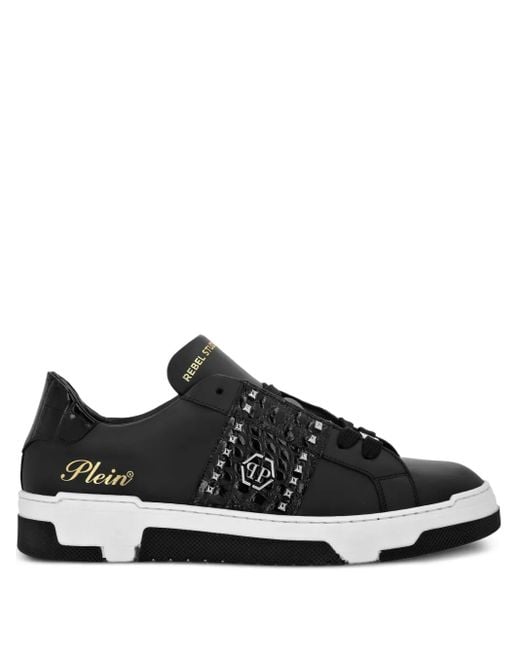 Philipp Plein Black Stud-Embellished Sneakers