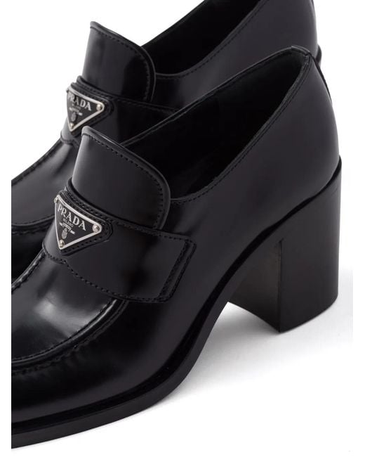 Prada Black Chocolate Flow Block-heel Loafers