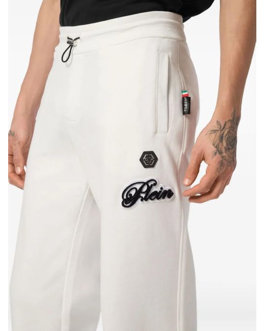 Philipp Plein White Cotton Track Pants for men