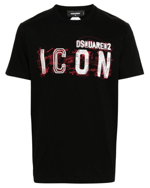 DSquared² T-Shirt mit "Icon"-Print in Black für Herren
