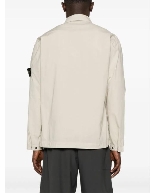 メンズ Stone Island コンパスバッジ オーバーシャツ Natural