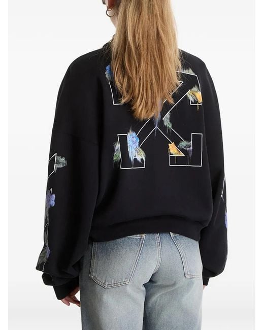 Off-White c/o Virgil Abloh Black Floral-Print Arrows Zip-Up Sweatshirt