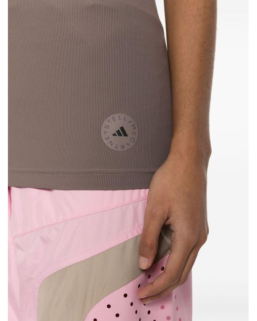 Adidas By Stella McCartney Brown Logo-print Sleeveless Top