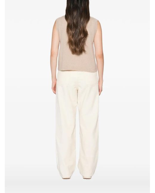 Allude Natural Cable-Knit Button-Up Cardigan