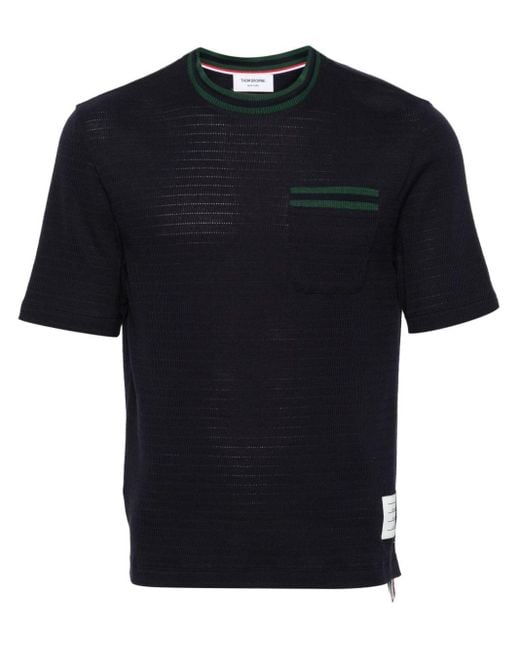 T-shirt à rayures RWB Thom Browne pour homme en coloris Black