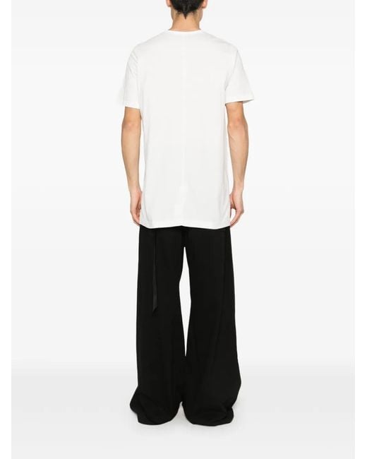 Rick Owens White Crew Neck Front Print T-Shirt for men