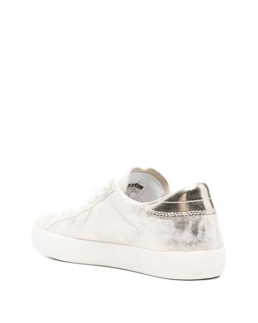 Date White Metallic-effect Leather Sneakers