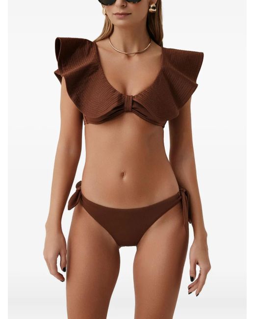 SOFIA ERHAN Brown Ruffled-Trim Bikini