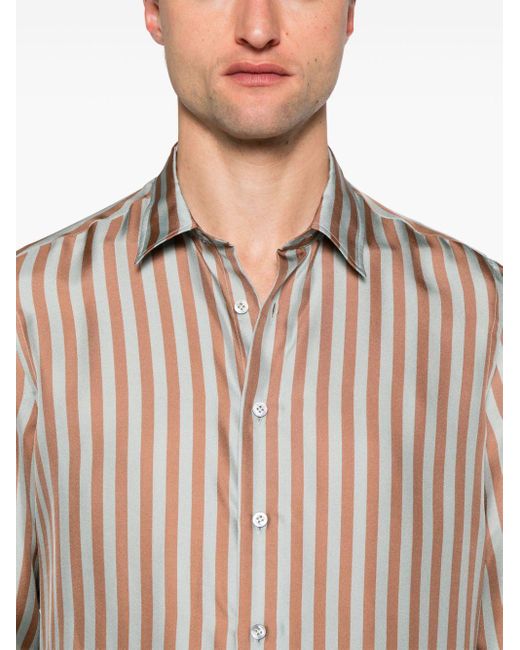 Lardini Pink Striped Silk Shirt for men