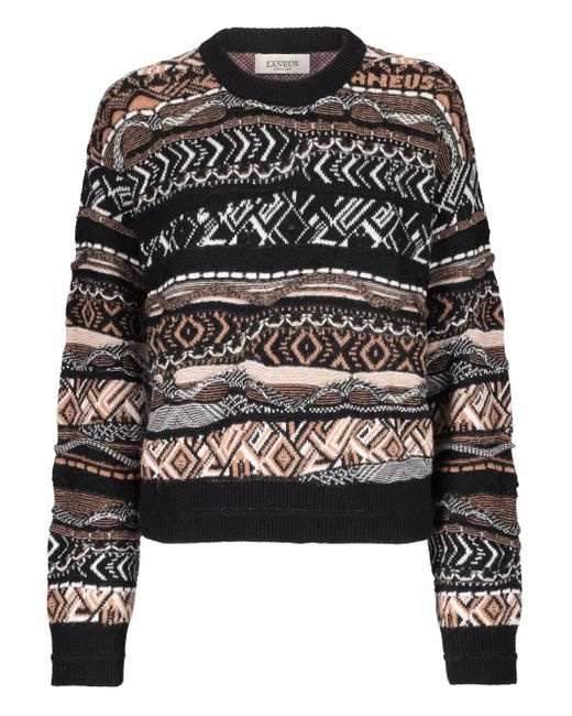 Laneus Black Patterned Sweater