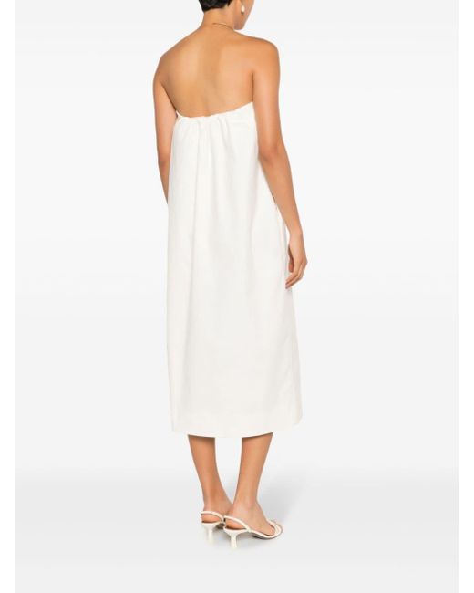 Adriana Degreas White Off-shoulder Cotton Midi Dress
