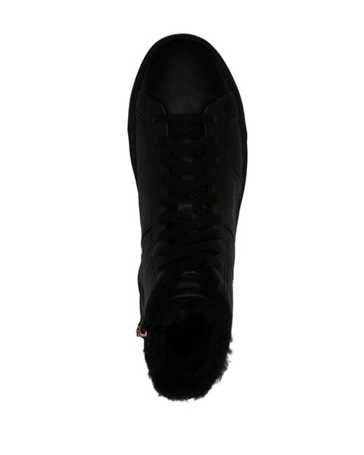 Santoni Black Panelled Leather Sneakers for men