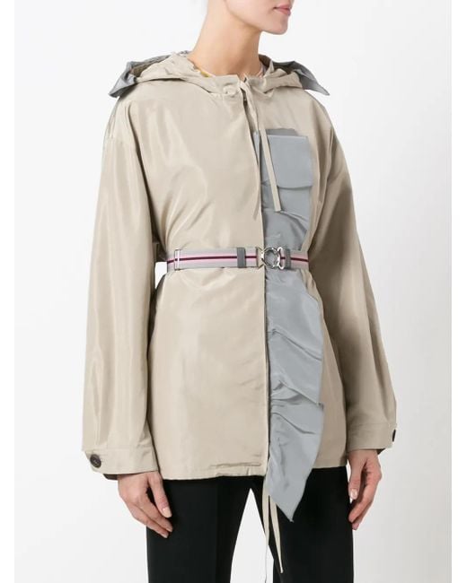 Prada Natural Hooded Belted Jacket