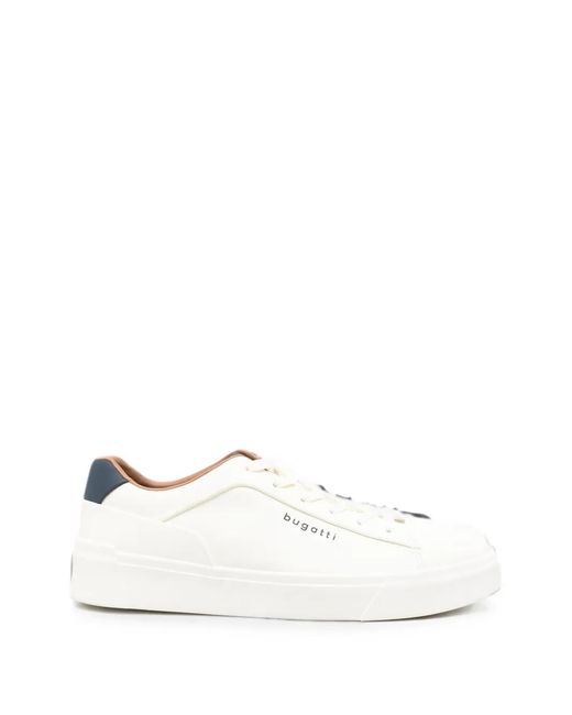 Bugatti White Logo-Print Lace-Up Sneakers for men