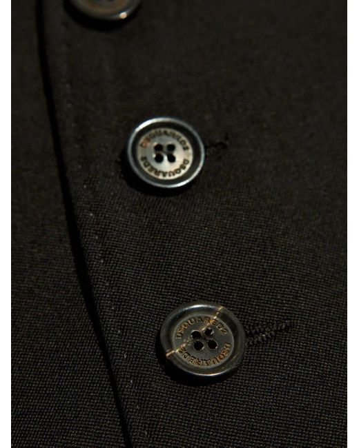 DSquared² Black V-Neck Wool Dress