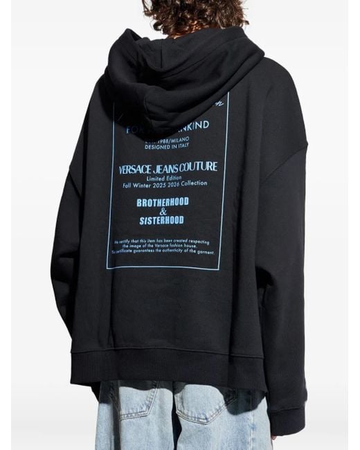 Versace Jeans Couture Blue Logo-Print Hoodie for men