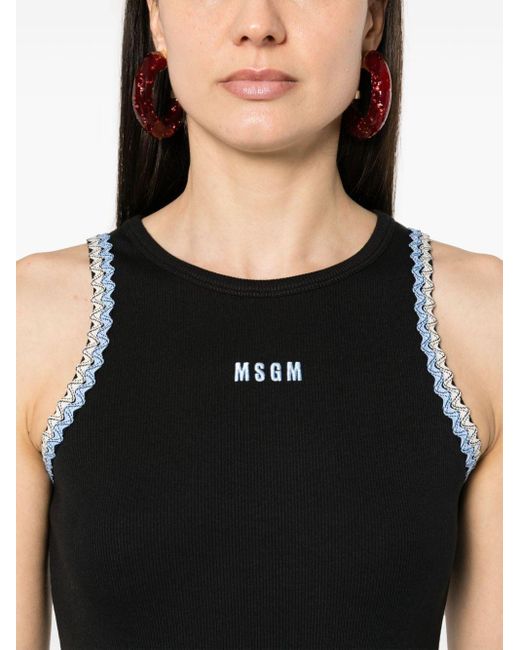MSGM Maxi-jurk Met Geborduurd Logo in het Black