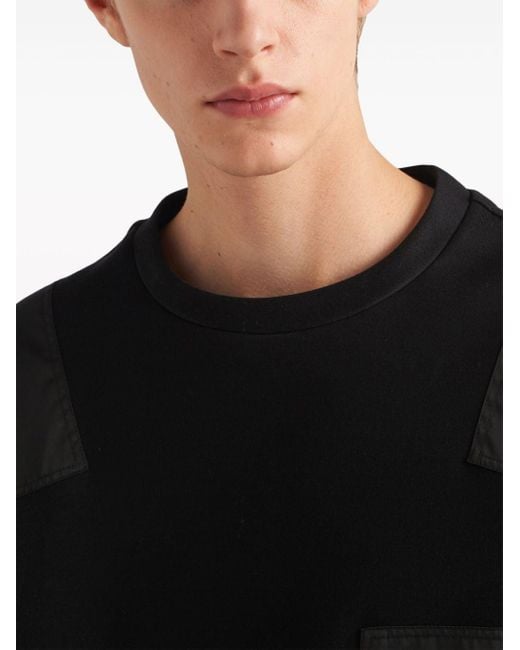 Prada Black Triangle-logo Panelled Sweatshirt for men