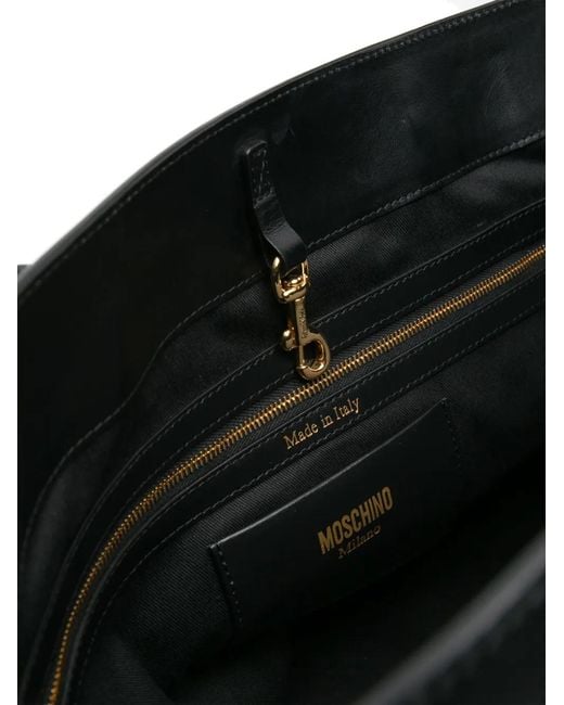 Moschino Black Logo-Print Interwoven Tote Bag