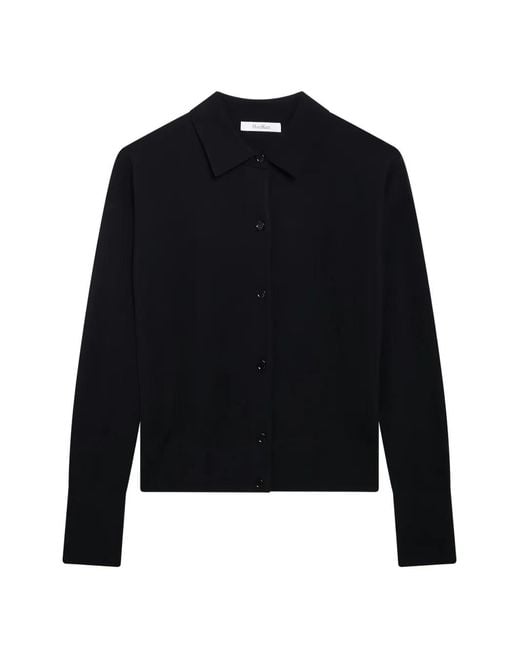 Max Mara Blue Buttoned Collared Cardigan