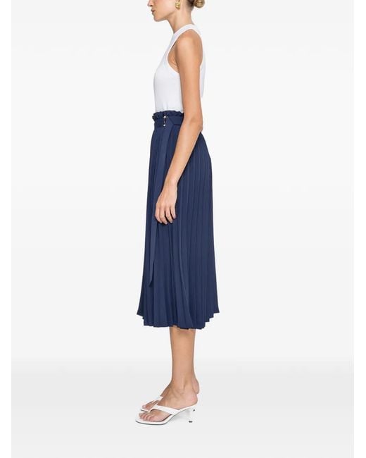 Nissa Blue Pleated High-Waisted Skirt