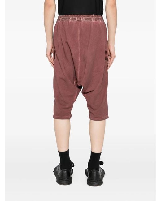 69 Purple Elasticated-Waistband Drop-Crotch Shorts for men