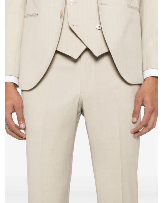 Luigi Bianchi Natural Herringbone-Pattern Suit for men