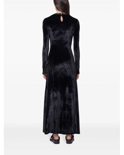 Rabanne Black Draped Velvet Maxi Dress